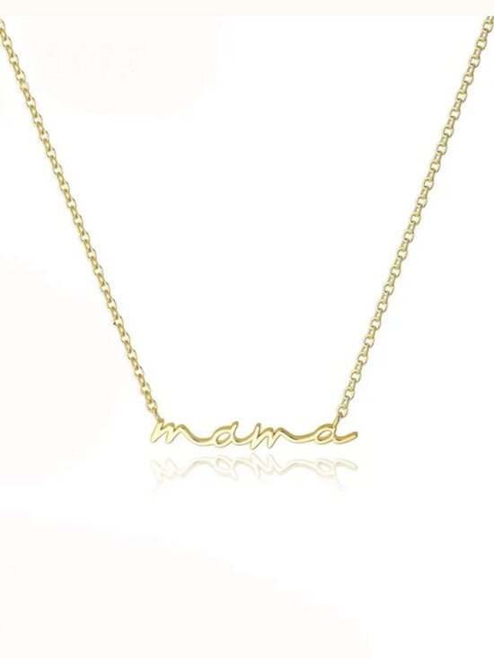 Gold “Mama” Script Necklace – Minimalist Mother Gift - Picture 1 of 6